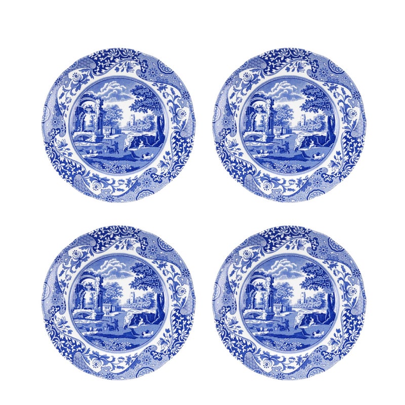 Spode Blue Italian Salad Plate, Set of 4-7.25â€ Fine Earthenware with Oriental Design, Dishwasher, Microwave, Freezer Safe, Classic Blue & White Dinnerware - Made in England - Image 1